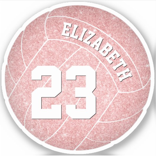 schattige, roze volleybalspeler op maat sticker (Voorkant)