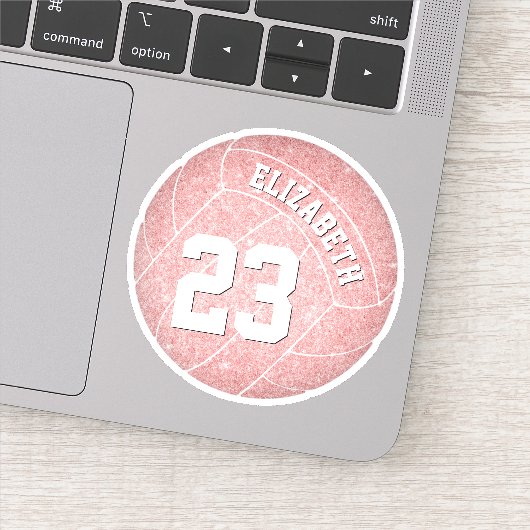 schattige, roze volleybalspeler op maat sticker (Detail)