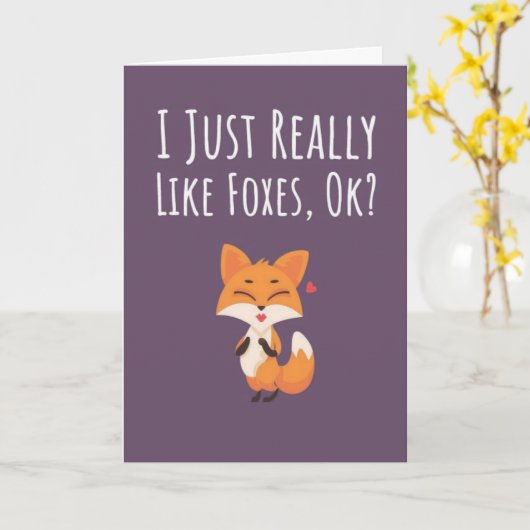 Schattige Roze Vos Kaarten Meisjes Voor Kinderen V (Gele Bloem)