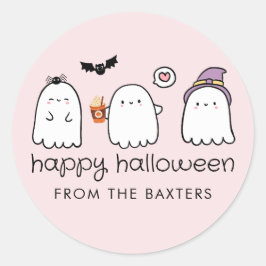 Schattige Roze Vriendelijke Geesten Griezelig Seiz Ronde Sticker