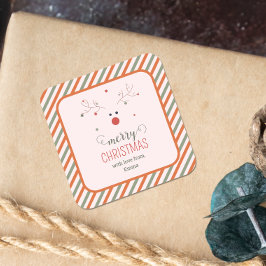 Schattige roze vrolijk kerstfeest vierkante sticker