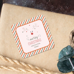 Schattige roze vrolijk kerstfeest vierkante sticker