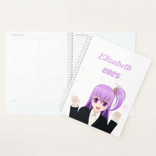 Schattige roze vrolijke Anime Meisje Japans 2025 Planner (Display)