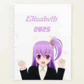 Schattige roze vrolijke Anime Meisje Japans 2025 Planner (Voorkant)