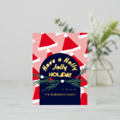 Schattige Roze Vrolijke Feestdagen Kerstgroet (Staand Voorkant)