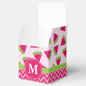 Schattige Roze Watermeloen Polka Dots Chevron Mono Bedankdoosjes (Geopend)