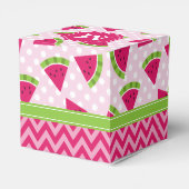 Schattige Roze Watermeloen Polka Dots Chevron Mono Bedankdoosjes (Achterkant)