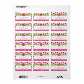 Schattige Roze Watermeloen Polka Dots Chevron Mono Etiket (Full Sheet)