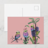 Schattige Roze Waterverf African Bird Illustratie Briefkaart (Voorkant / Achterkant)