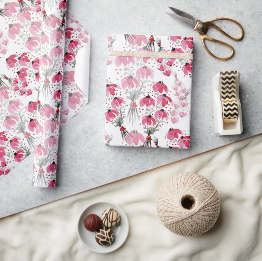 Schattige Roze waterverf Floral Handbeschilderd Cadeaupapier (Crafts)