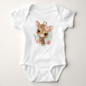 Schattige Roze Waterverf Giraffe Romper (Voorkant)