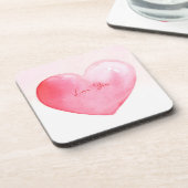 Schattige roze waterverf hart bier onderzetter (Linkerzijde)