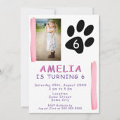 Schattige Roze Waterverf Kinder foto Verjaardagsfe Kaart (Voorkant)