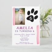 Schattige Roze Waterverf Kinder foto Verjaardagsfe Kaart (Staand voorkant)