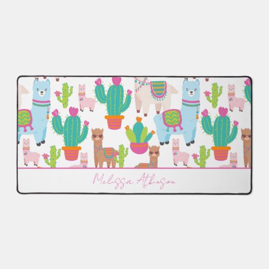 Schattige Roze Waterverf Llama Bureaumat (Voorkant)