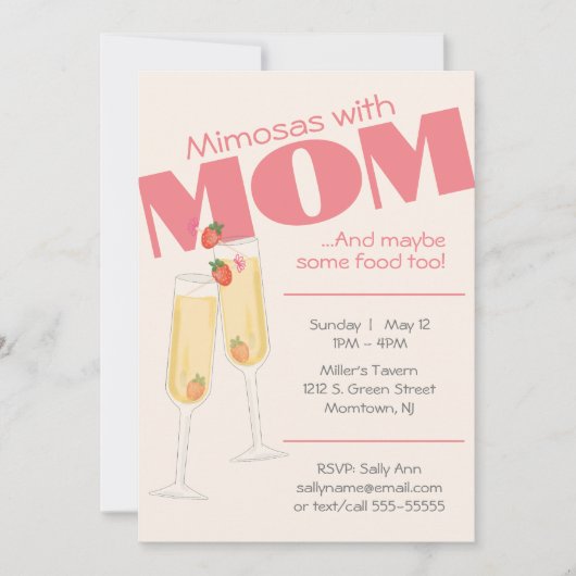 Schattige Roze, Waterverf Mimosas Moederdag Kaart (Voorkant)