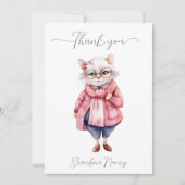 Schattige roze Waterverf oude oma kat Bedankkaart (Voorkant)