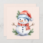 Schattige Roze Waterverf Sneeuwman Kerstmis Feestdagenkaart (Voorkant / Achterkant)