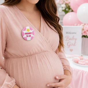 Schattige Roze Waterverf Wolk Mama Wordt Moeder Ba Ronde Button 3,2 Cm