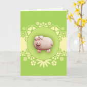 Schattige roze Wenskaart Kaart (Gele Bloem)