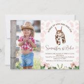 Schattige Roze Western Eerste Rodeo 1e Verjaardag Kaart (Voorkant)