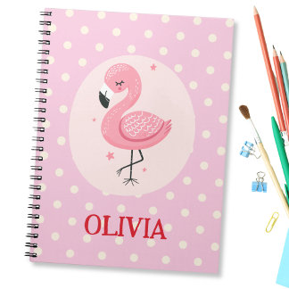Schattige Roze Whimsical Flamingo met Stippen Notitieboek