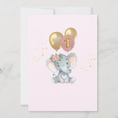 Schattige Roze Wilde Een Olifant Eerste Verjaardag Kaart (Achterkant)