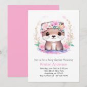 Schattige Roze Wildflower Otter Magisch Meisje Bab Kaart (Voorkant / Achterkant)