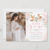 Schattige roze winter baby meisje douche fotouitno kaart (Voorkant)