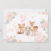 Schattige roze winter baby meisje douche fotouitno kaart (Achterkant)