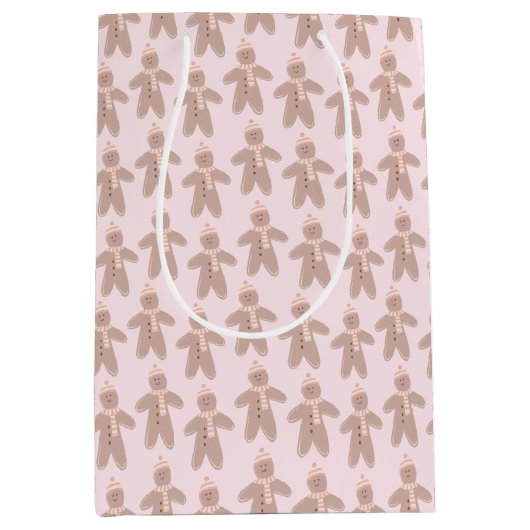 Schattige roze winter peperkoek mannen medium cadeauzakje (Voorkant)