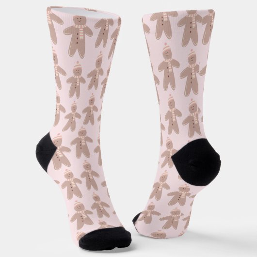 Schattige roze winter peperkoek mannen sokken (Gebogen)