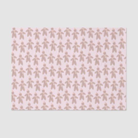 Schattige roze winter peperkoekmannetjes tissuepapier (Voorkant)