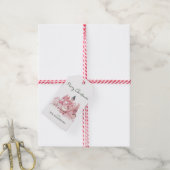 Schattige Roze Winterstad Moderne Kerstmis Cadeaulabel (Met Touw)