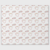 Schattige Roze Wit Bloemen Hart Patroon Cadeaupapier (Vlak)