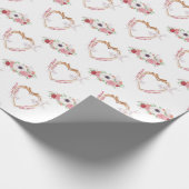 Schattige Roze Wit Bloemen Hart Patroon Cadeaupapier (Hoek)
