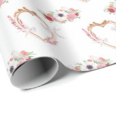 Schattige Roze Wit Bloemen Hart Patroon Cadeaupapier (Rol Hoek)