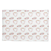 Schattige Roze Wit Bloemen Hart Patroon Kussensloop (Achterkant-Links)