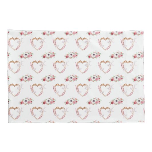 Schattige Roze Wit Bloemen Hart Patroon Kussensloop (Achterkant-Rechts)