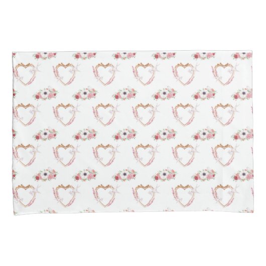 Schattige Roze Wit Bloemen Hart Patroon Kussensloop (Voorkant-Rechts)