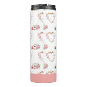 Schattige Roze Wit Bloemen Hart Patroon Thermosbeker (Achterkant)