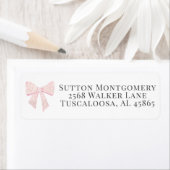 Schattige Roze & Wit Bow Coquette Adres Etiket (Insitu)