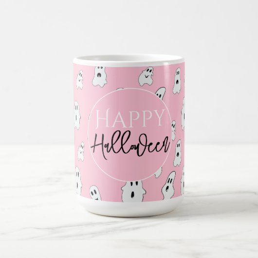 Schattige Roze Wit Happy Ghosts Koffiemok (Center)