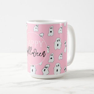 Schattige Roze Wit Happy Ghosts Koffiemok