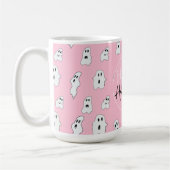 Schattige Roze Wit Happy Ghosts Koffiemok (Links)