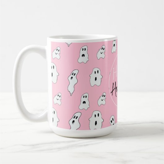 Schattige Roze Wit Happy Ghosts Koffiemok (Links)