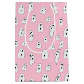 Schattige Roze Wit Happy Ghosts Medium Cadeauzakje (Voorkant)