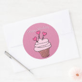 Schattige Roze & Wit Hart Cupcake Stickers (Envelop)