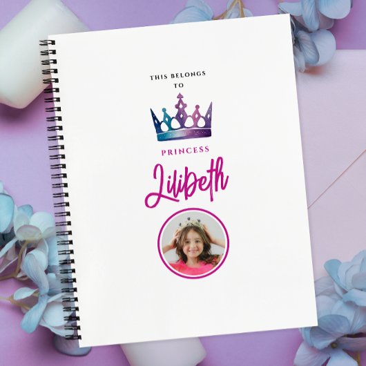 Schattige Roze Wit Magic Princess Crown Foto Notitieboek