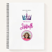 Schattige Roze Wit Magic Princess Crown Foto Notitieboek (Voorkant)